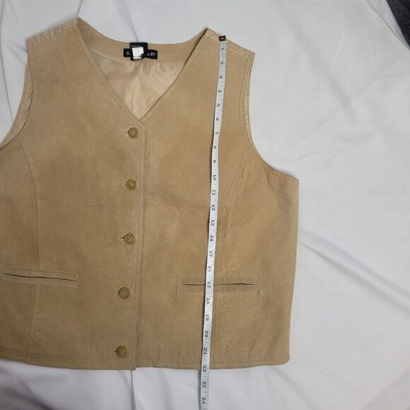 VINTAGE 90s vest‎ boxy tan leather southwestern button up XL - Picture 8 of 8